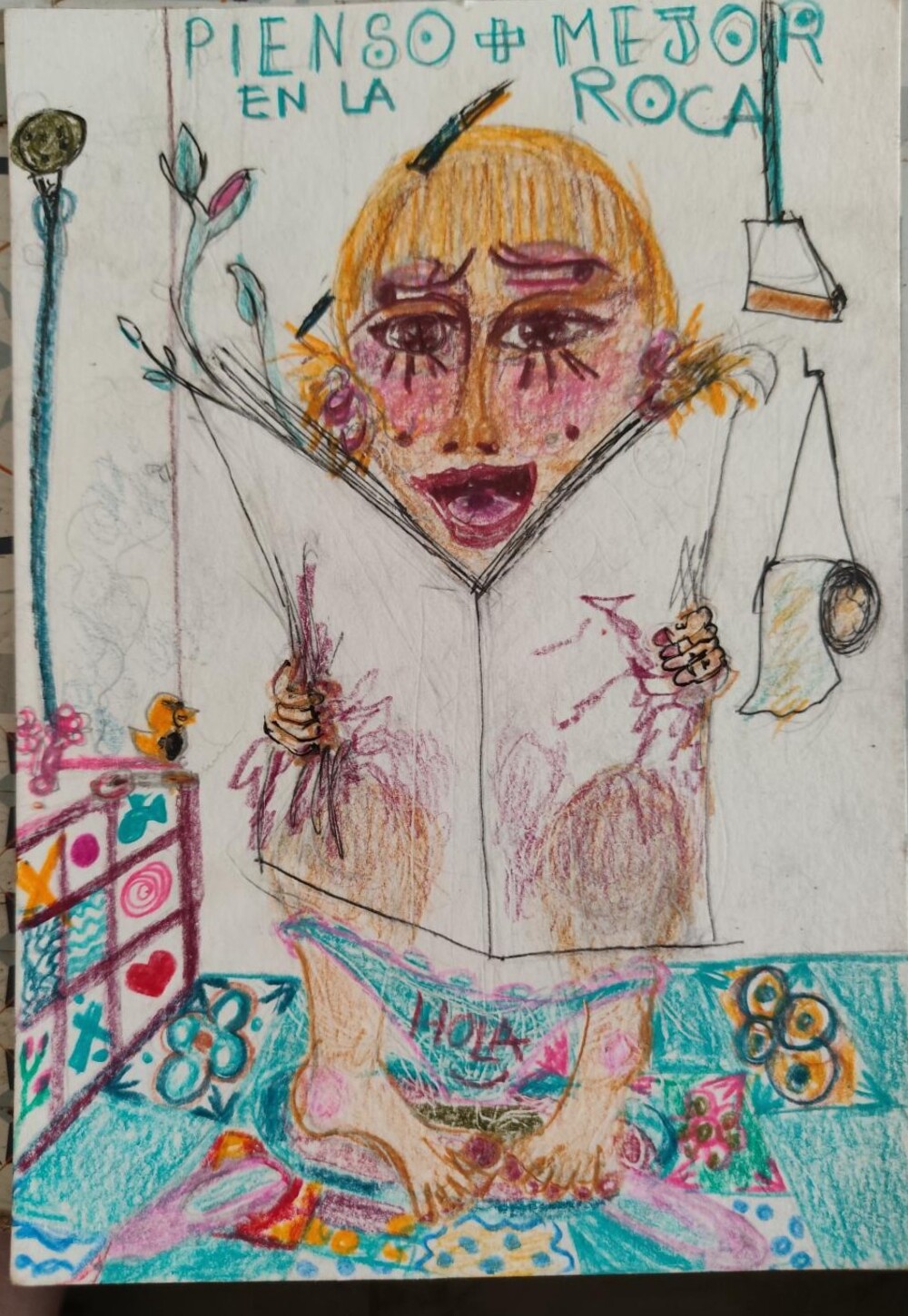 Dibujo de Alissia en el baño